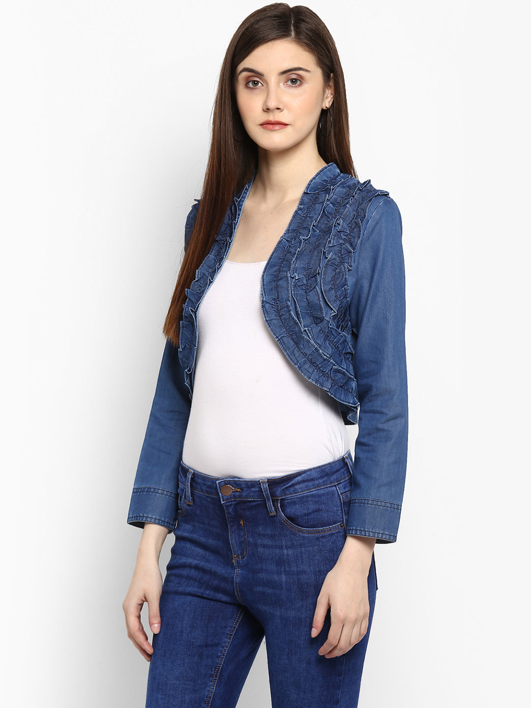 Women's Denim Frill detail Shrug