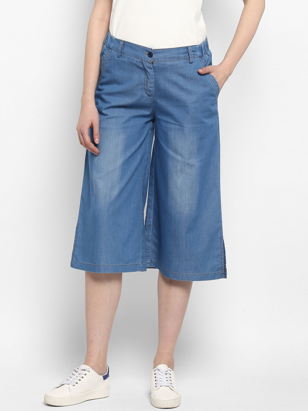 Women's Light Blue Denim Culotte