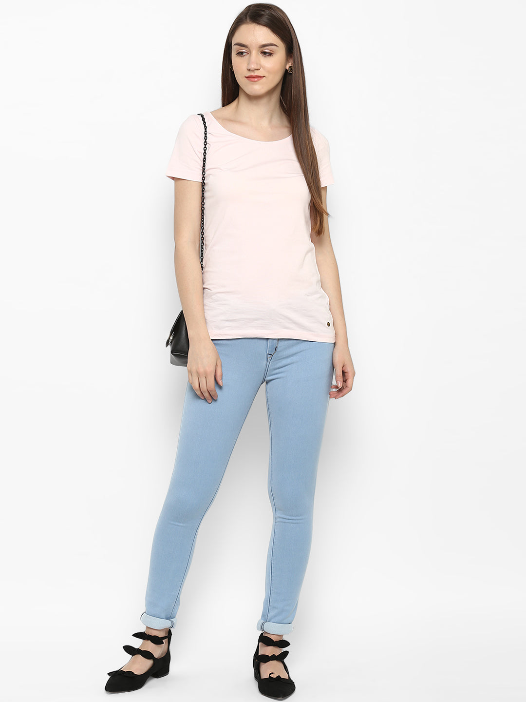 Women's Ice Blue Lycra Denim Distressed Jeans
