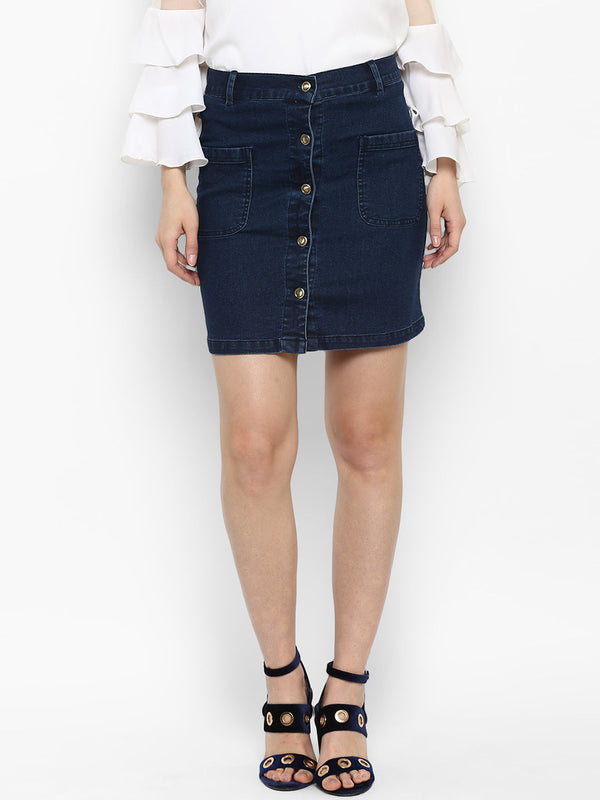 Women's Denim Skirt with Front Buttons