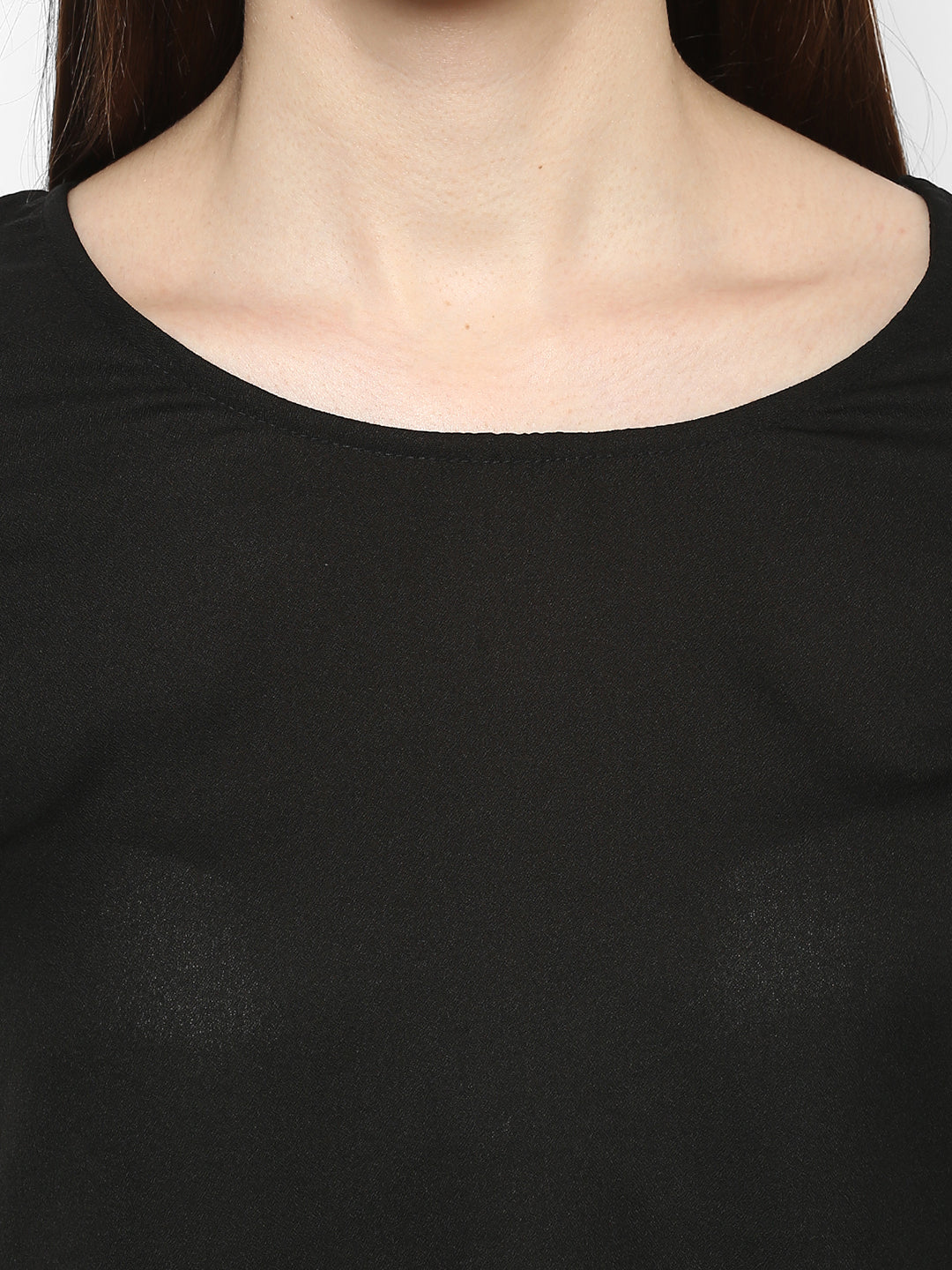 Women's Black Net Tier Sleeve Top
