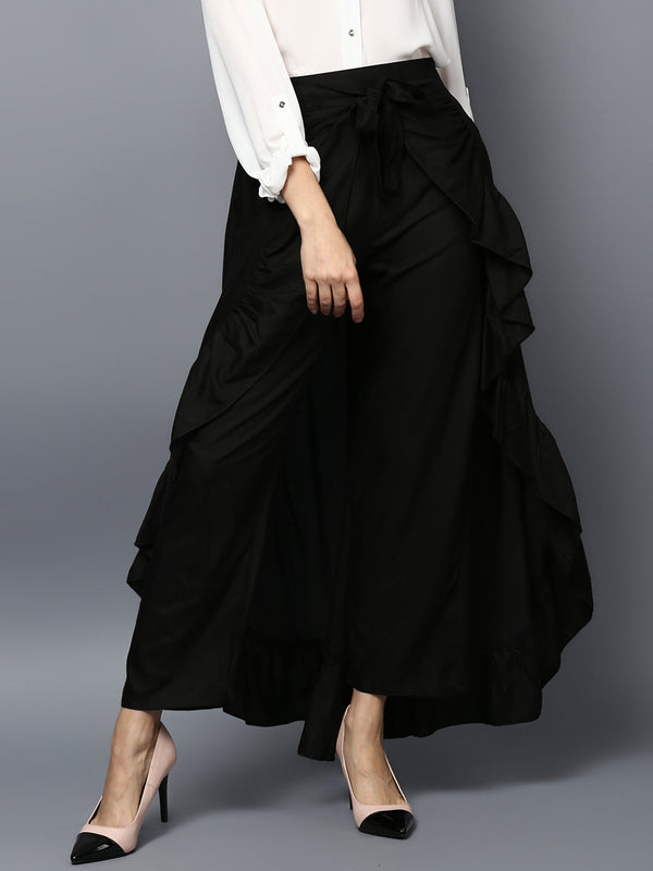 Women's Rayon Black Skirt Pants