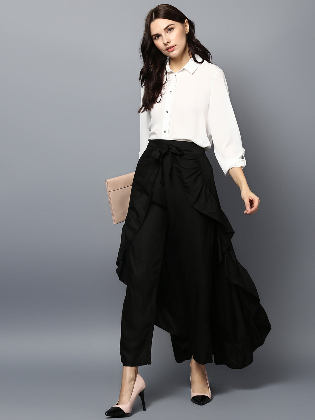 Women's Rayon Black Skirt Pants