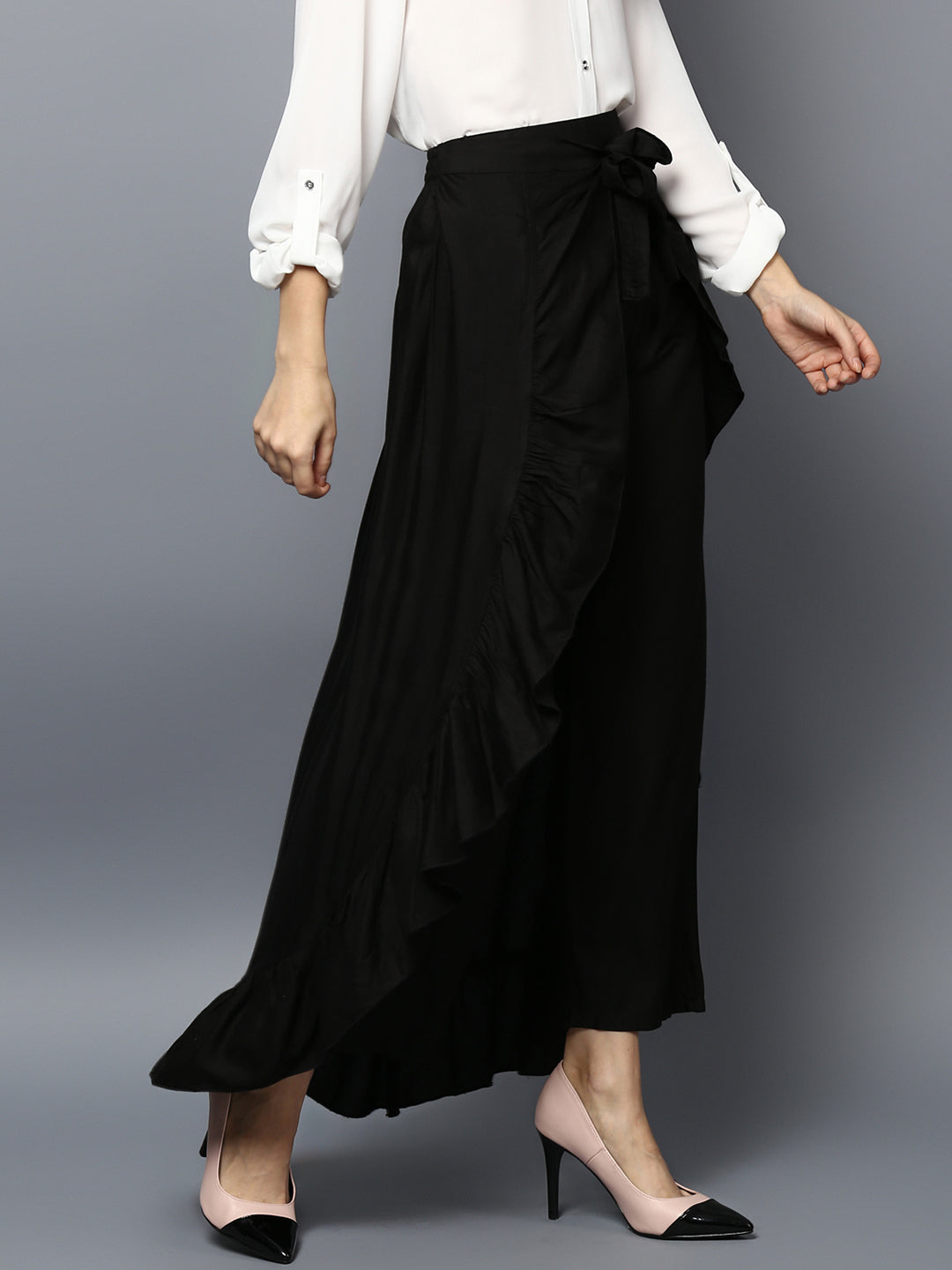Women's Rayon Black Skirt Pants