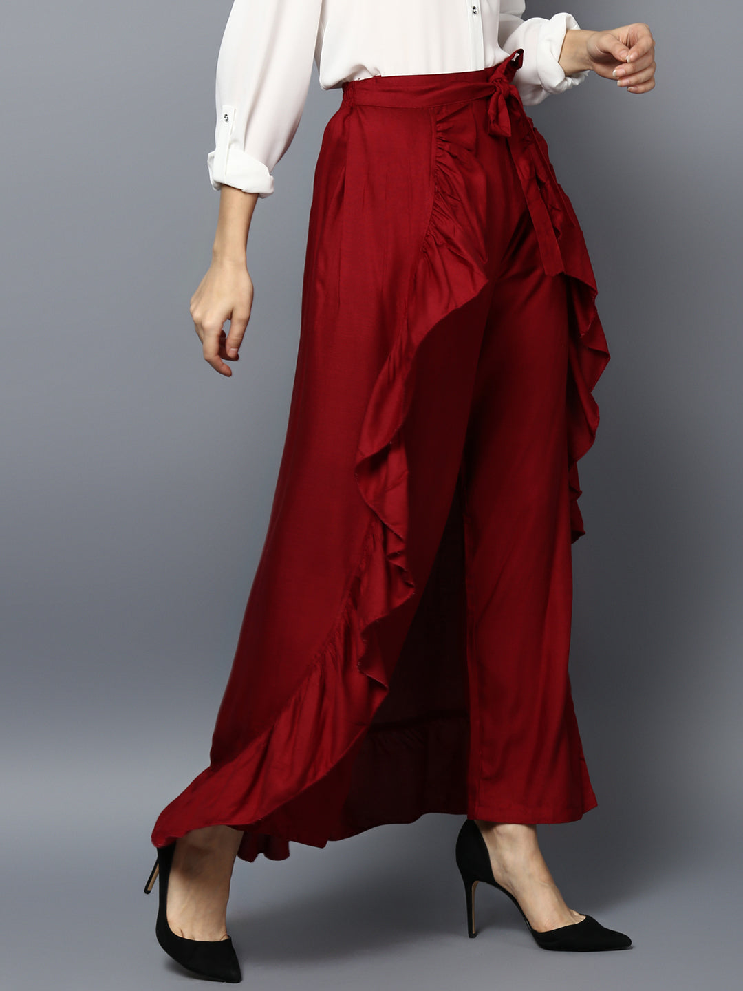 Women's Rayon Maroon Skirt Pants