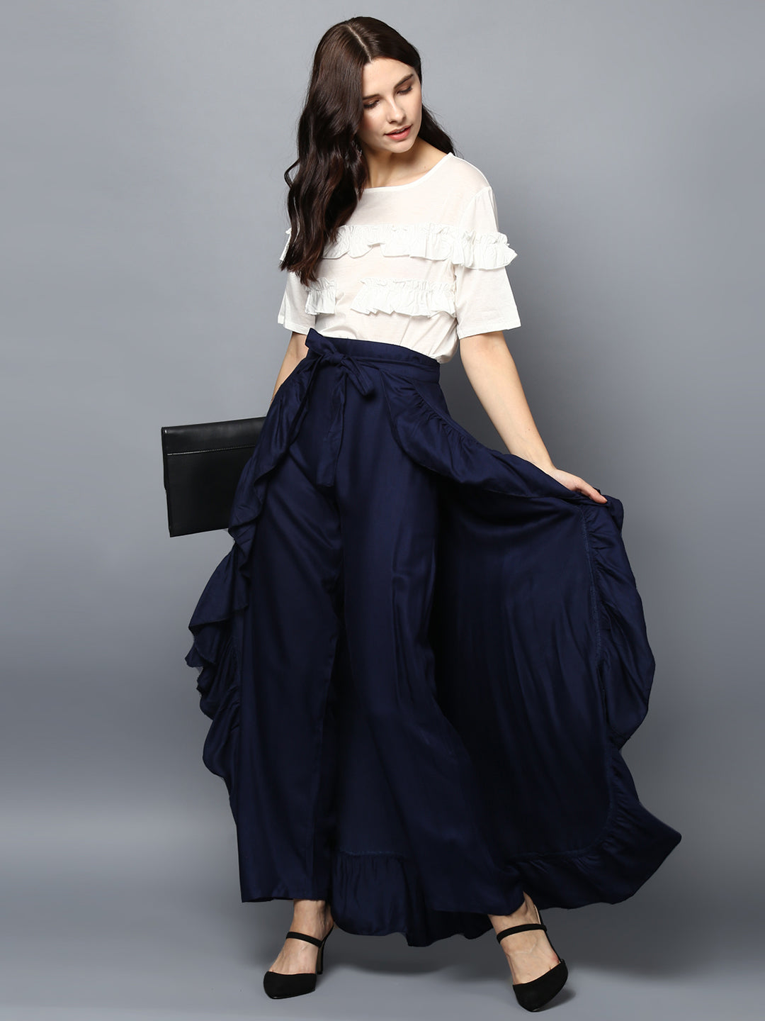 Women's Rayon Navy Skirt Pants