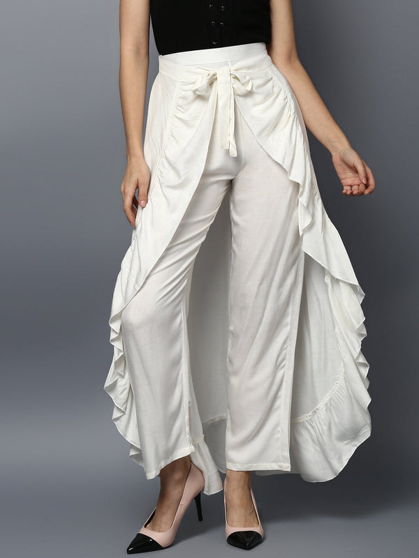 Women's Rayon White Skirt Pants