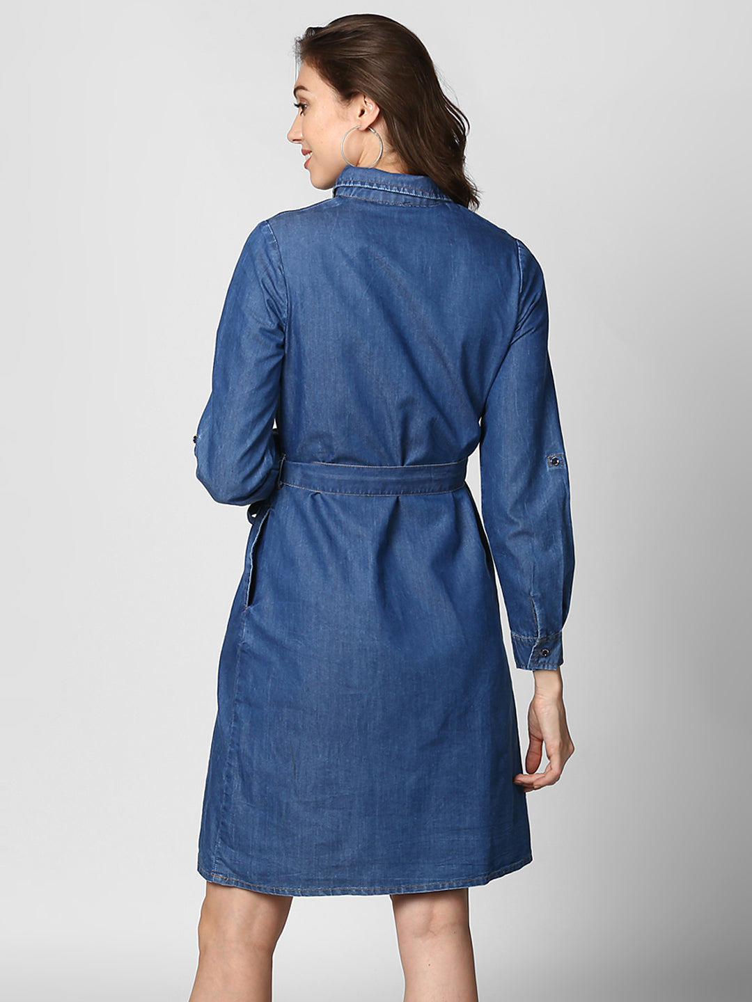 Women's Denim Double Pocket Zip Dress