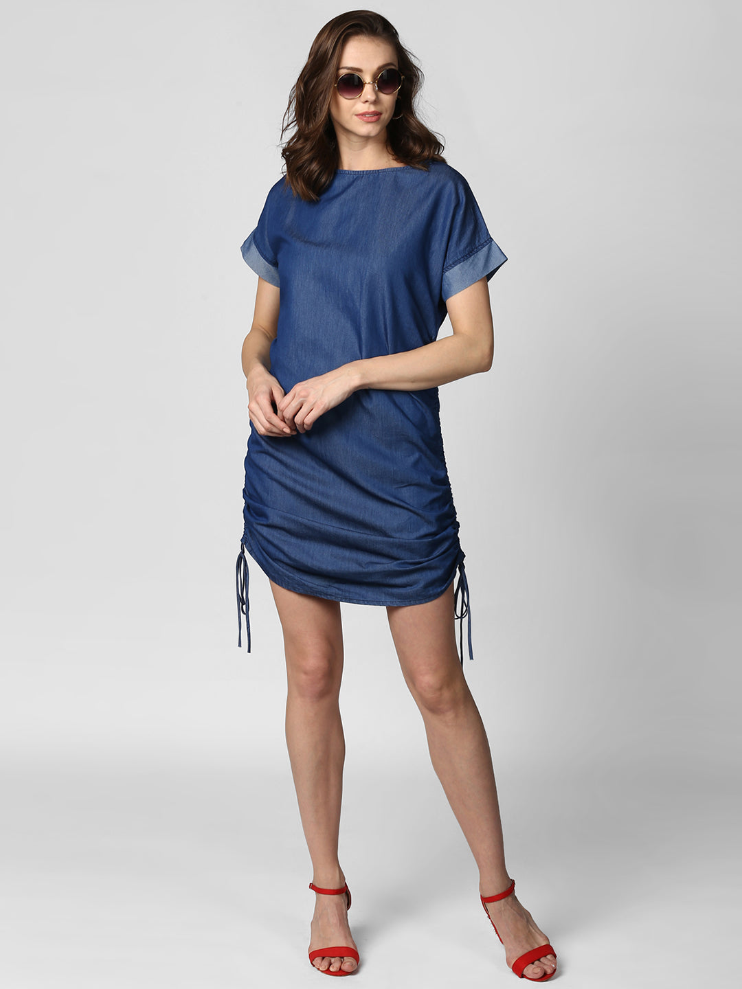 Women's Blue Denim String Adjustor Dress