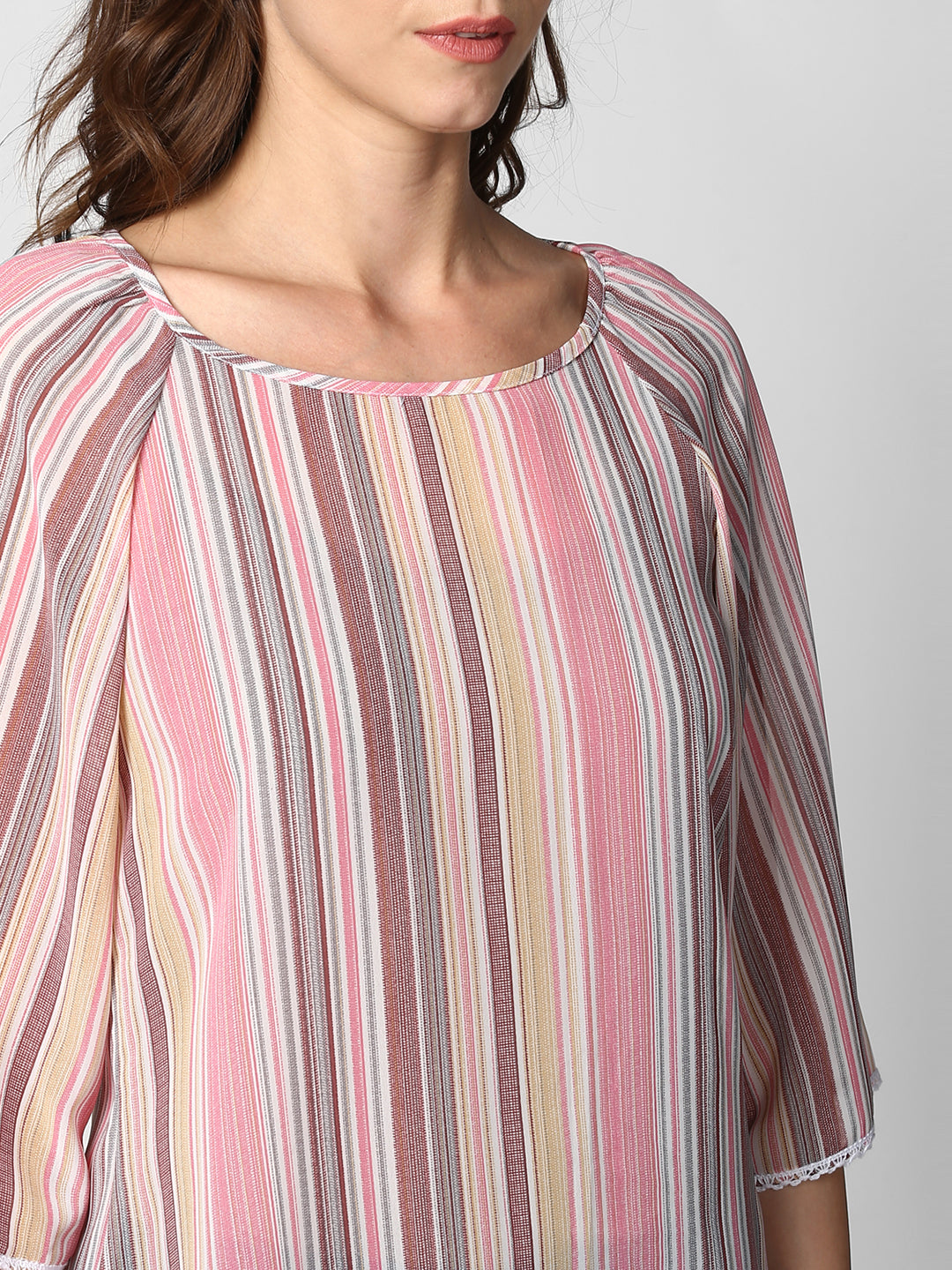 Women's Polyester Pink stripe Top