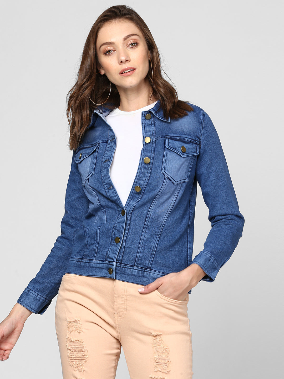 Women's Blue Denim Washed Jacket