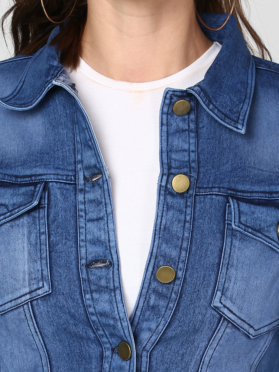 Women's Blue Denim Washed Jacket