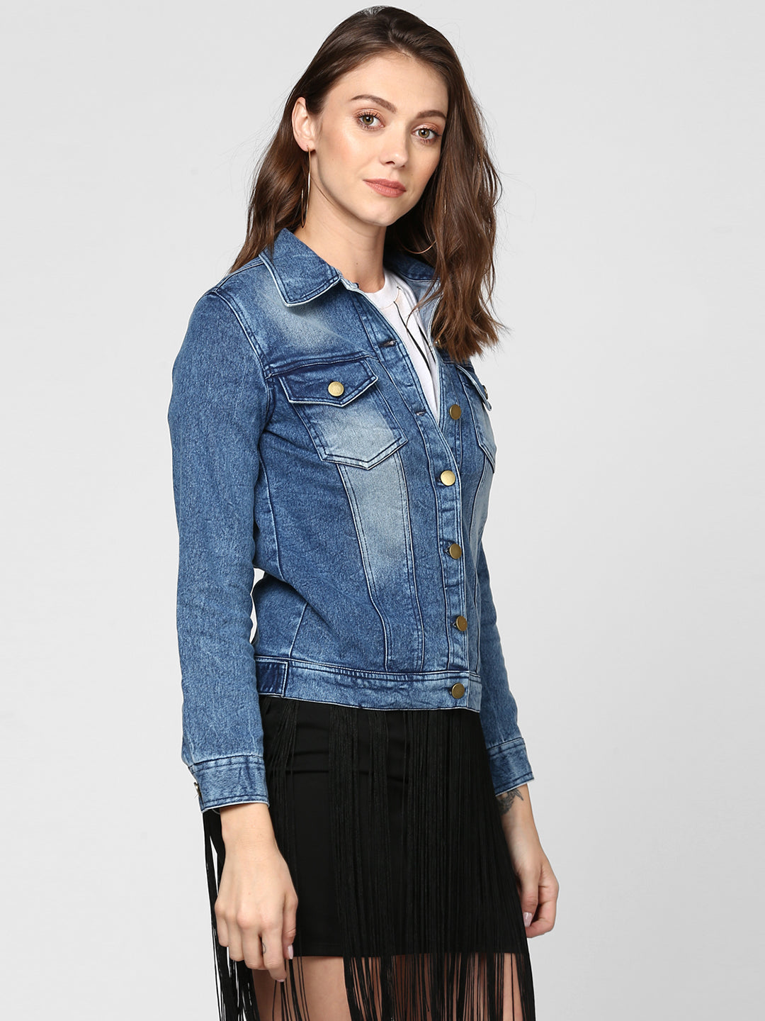 Women's Blue Washed Denim Jacket