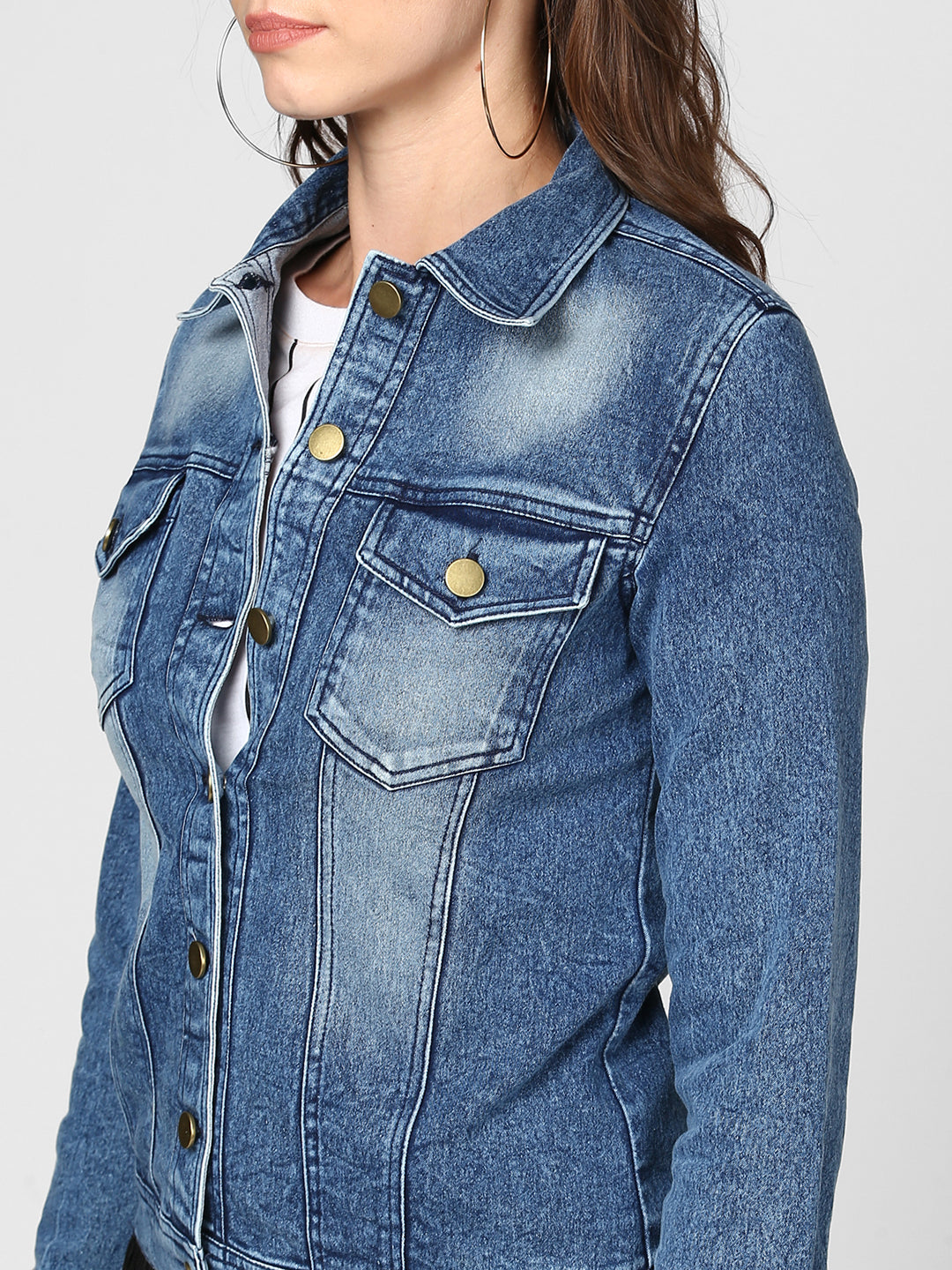 Women's Blue Washed Denim Jacket