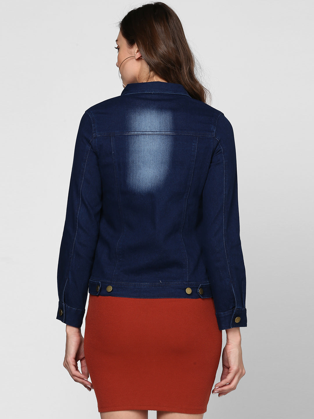 Women's Navy Blue Washed Denim Jacket