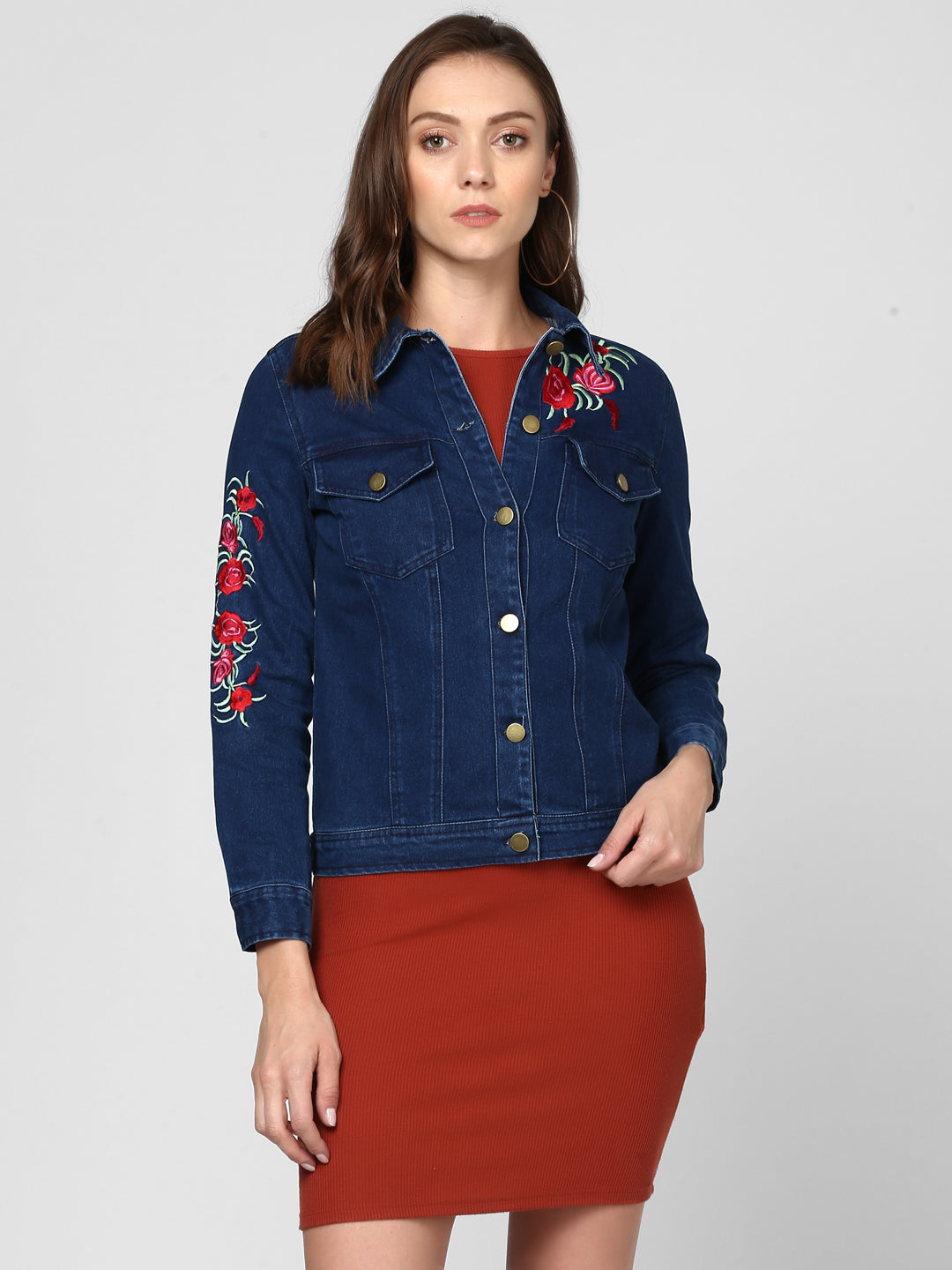 Women's Embroidered Blue Denim Jacket