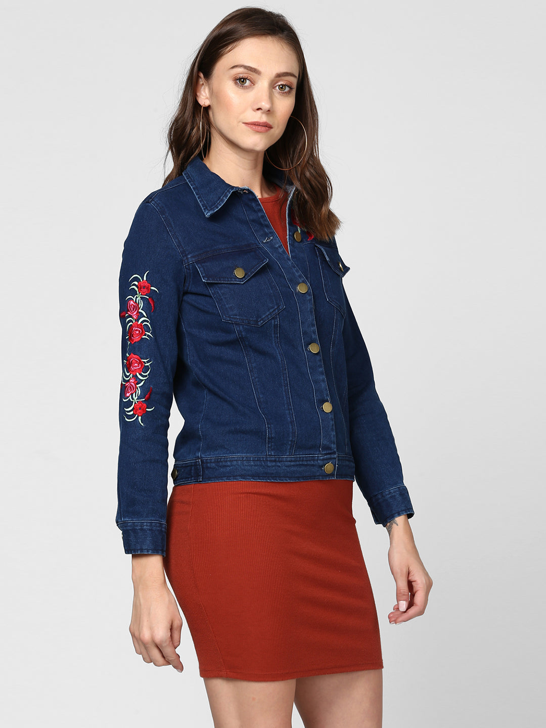 Women's Embroidered Blue Denim Jacket