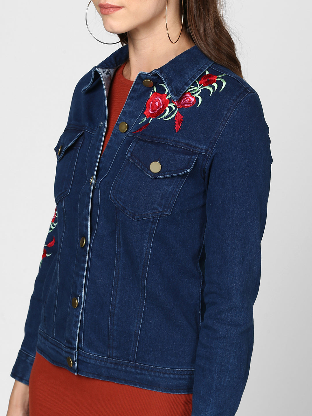 Women's Embroidered Blue Denim Jacket