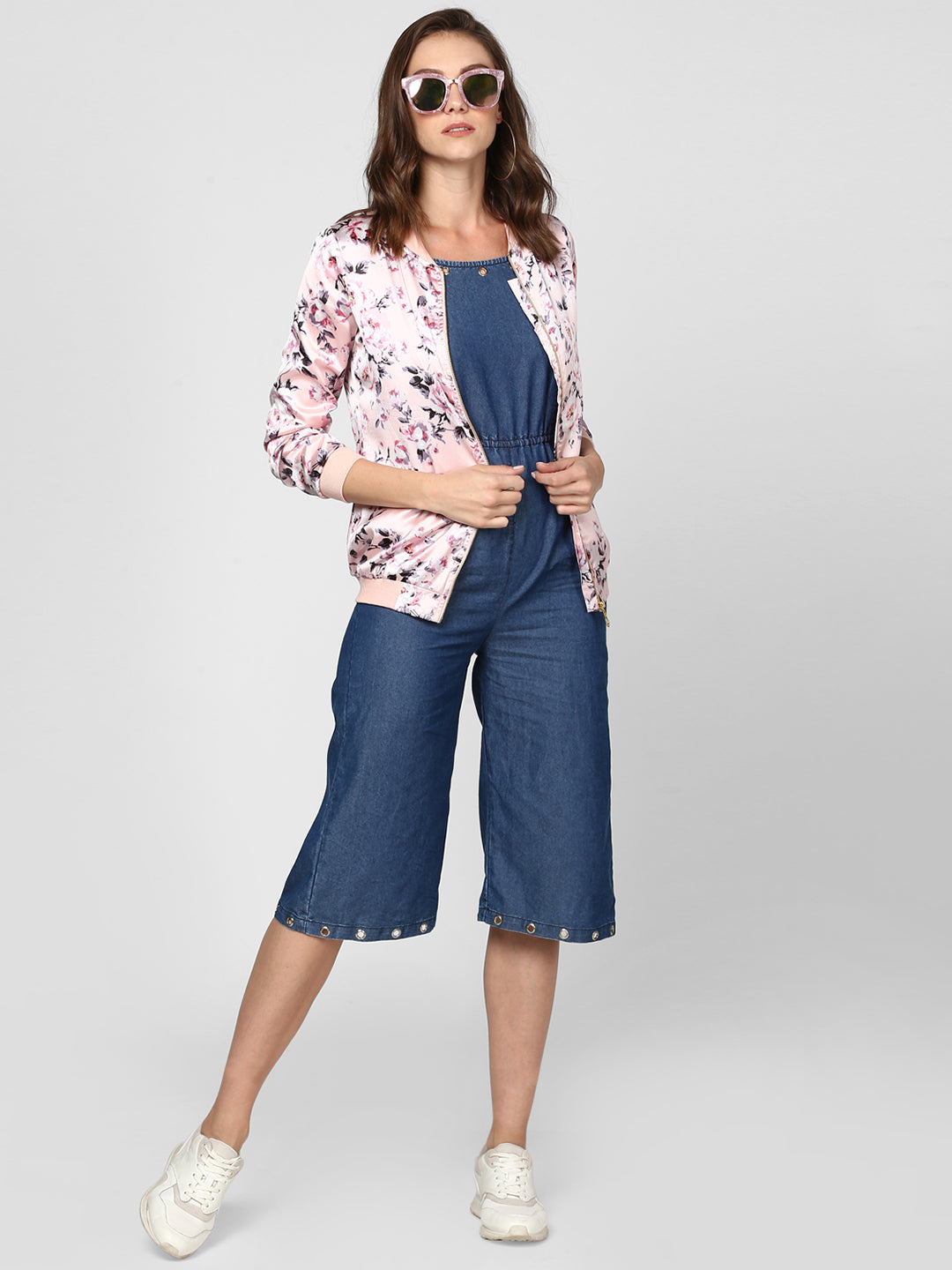 Women's Light Pink Floral Printed Jacket