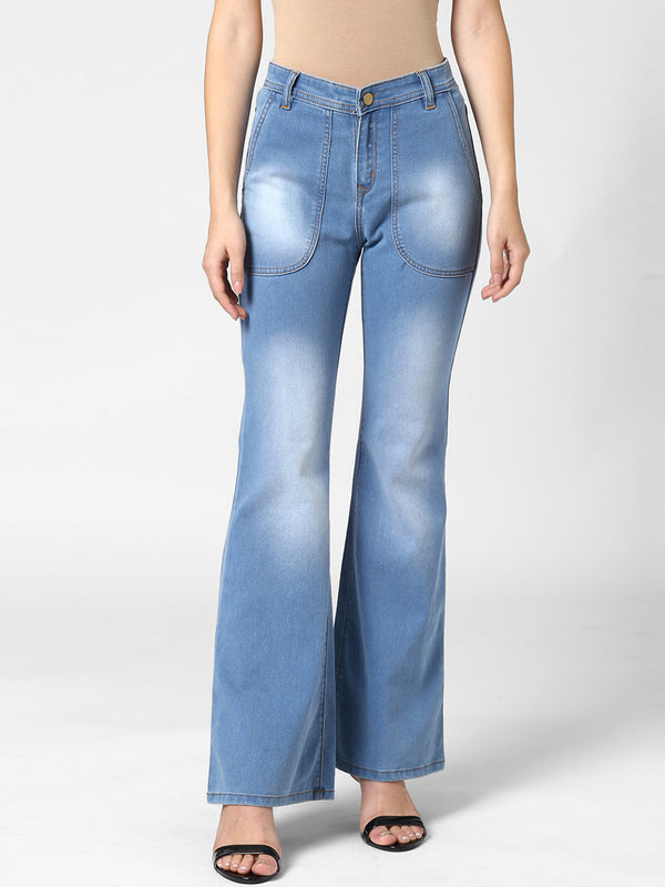 Women's Bootcut Denim Jeans with Pocket detail