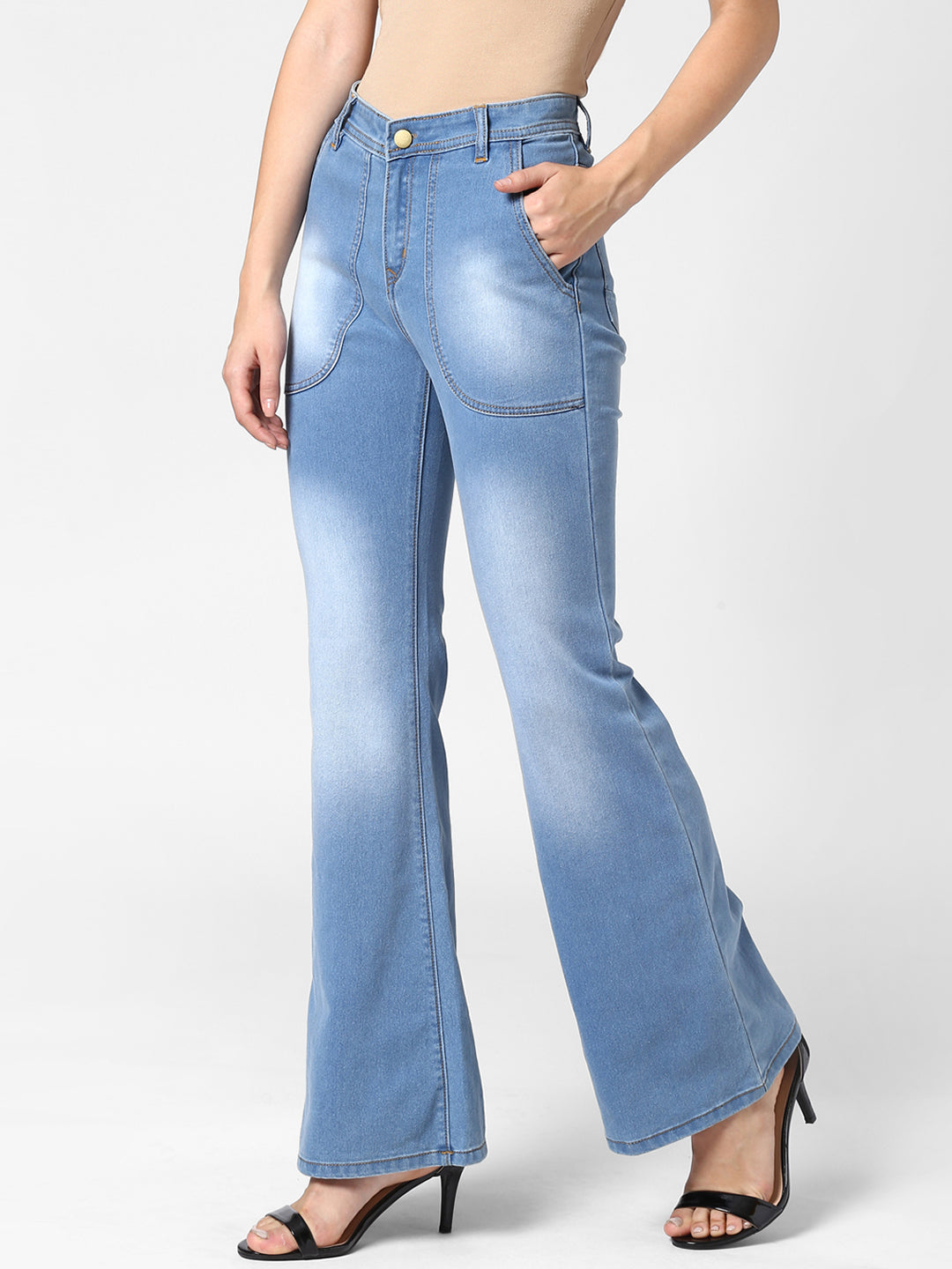 Women's Bootcut Denim Jeans with Pocket detail