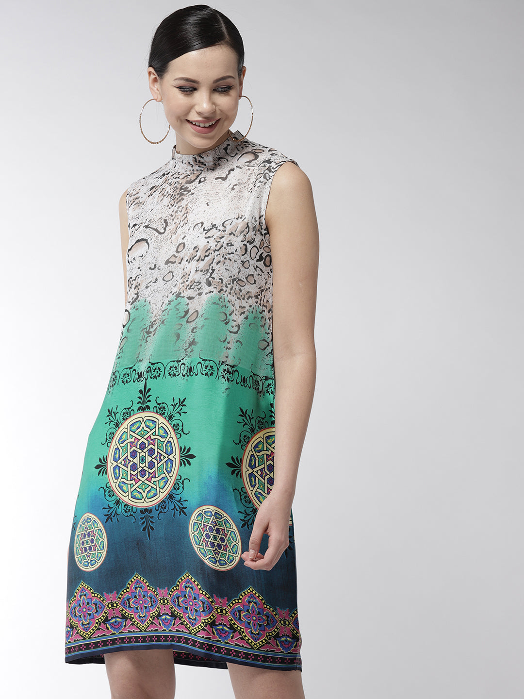 Women's Polyester Satin Mix Fabric Animal Print dress