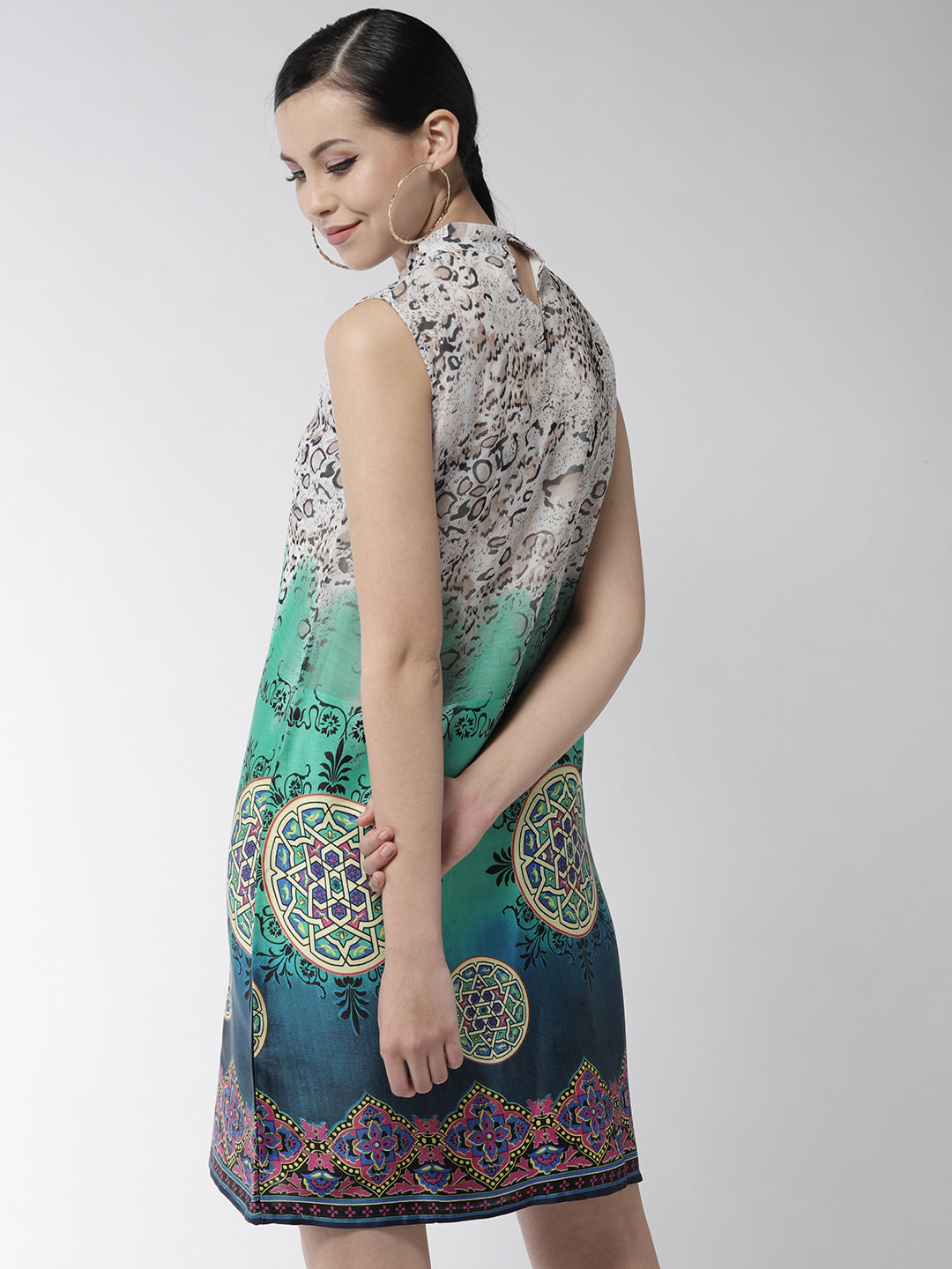 Women's Polyester Satin Mix Fabric Animal Print dress