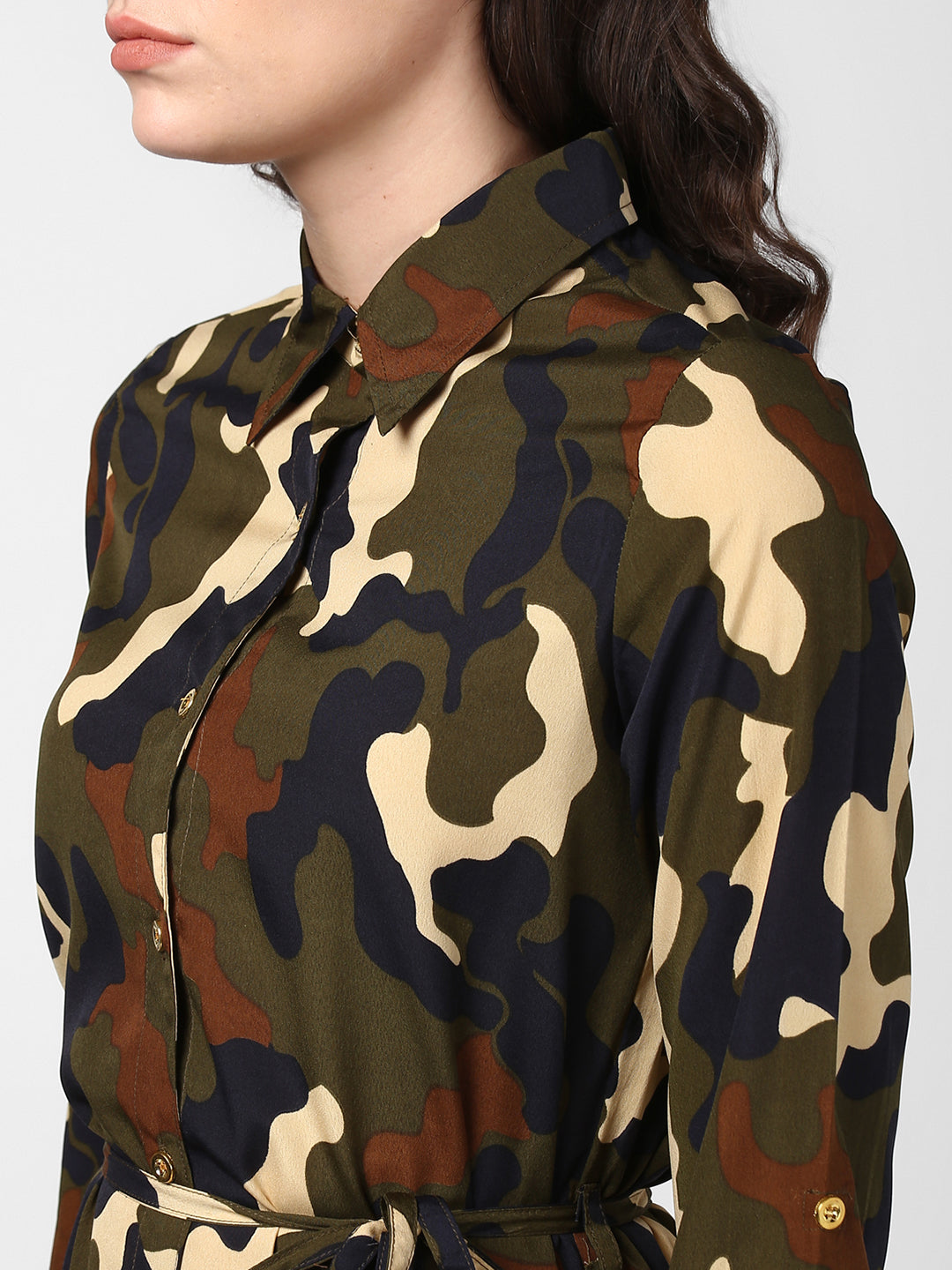 Women's Camouflage Print Shirt Dress Stylestone Women's Camouflage Print Shirt Dress Stylestone