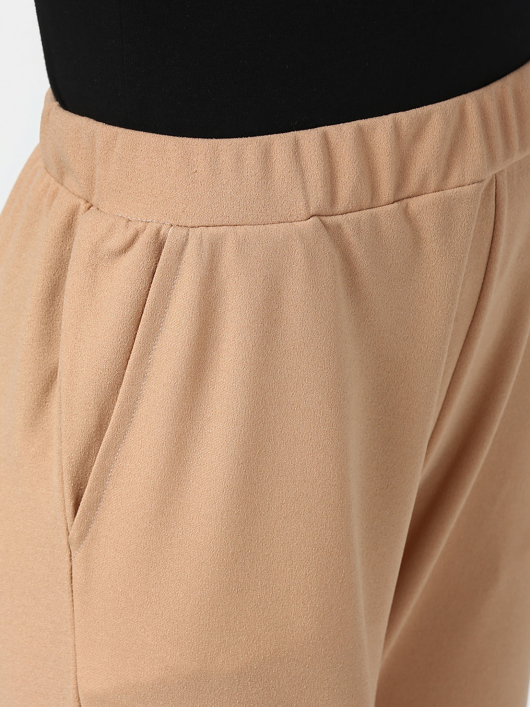 Women's Beige elasticated waistband and hemline stylised Pants