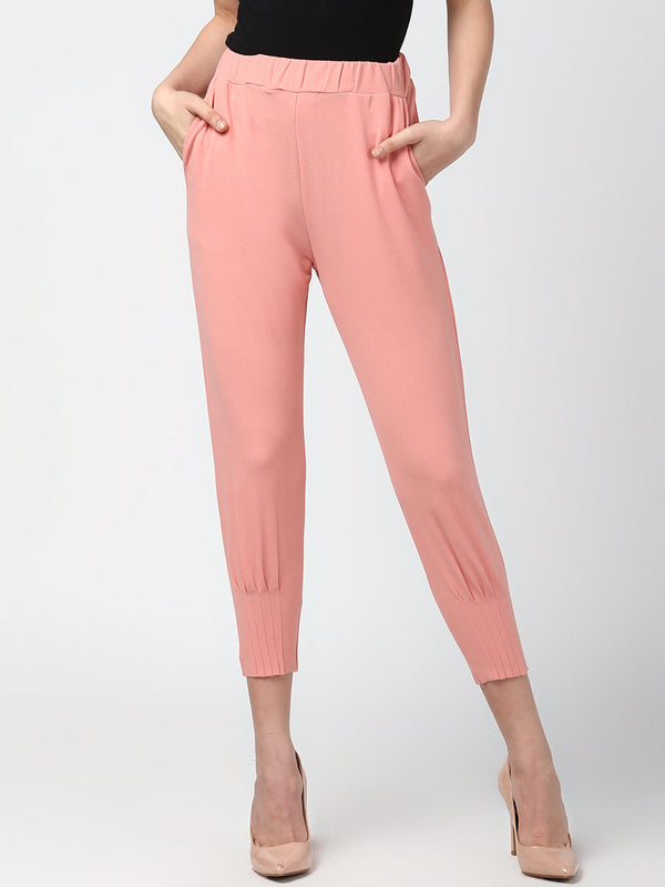 Women's Pink elasticated waistband and hemline stylised Pants