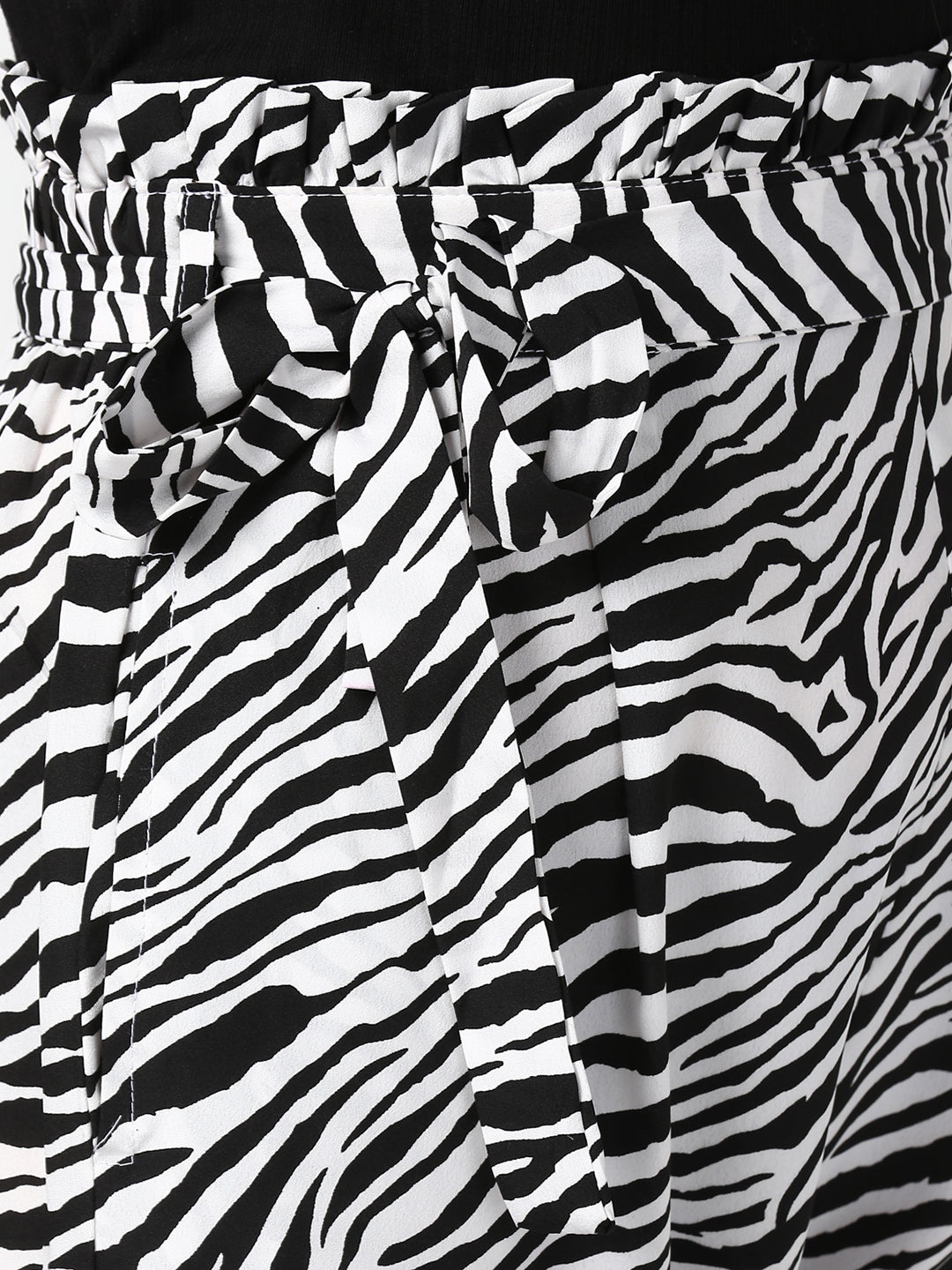 Women's Zebra Print Paperbag style elasticated waistband Pants