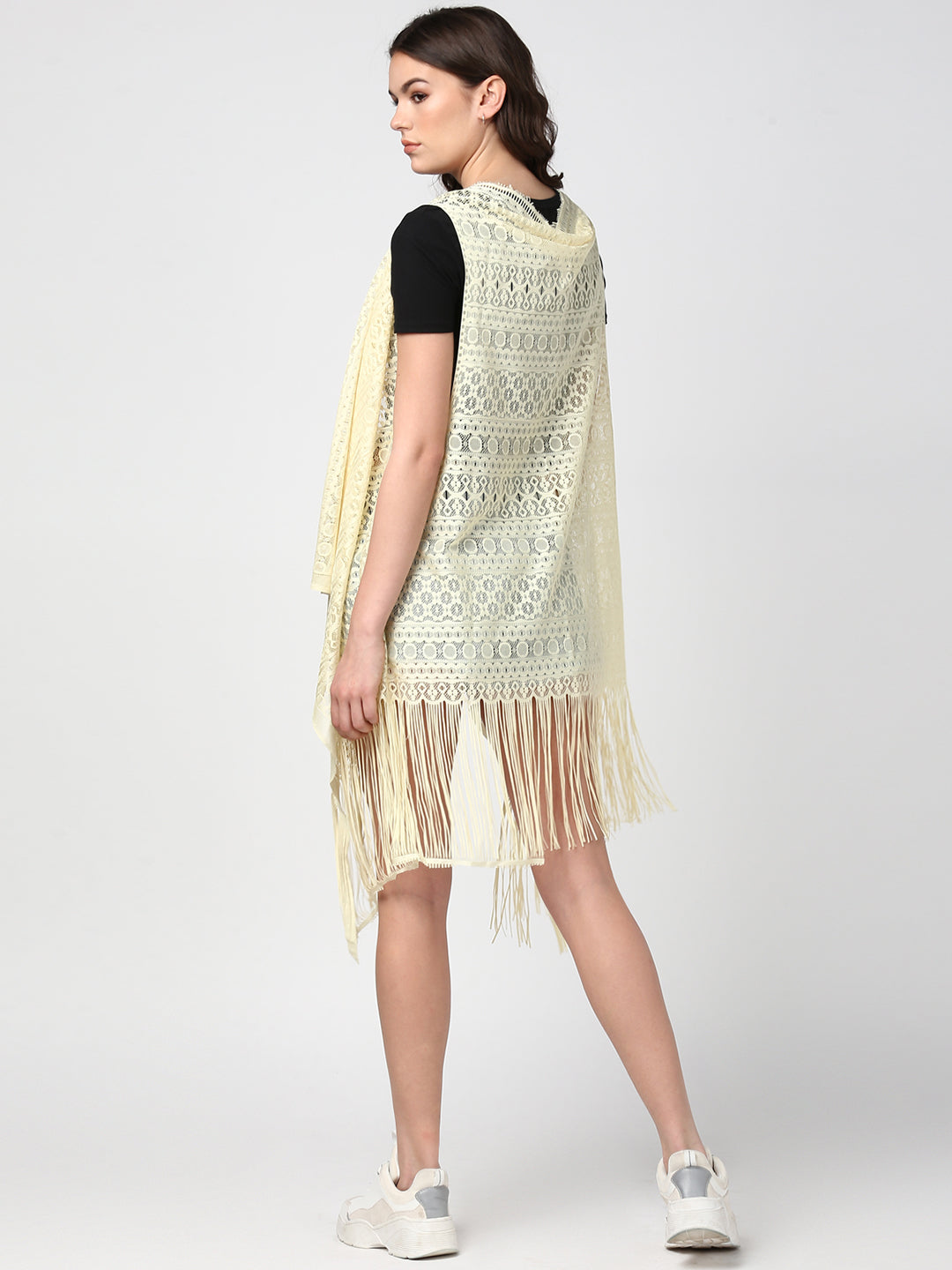 Women's Lemon Long Lace Shrug