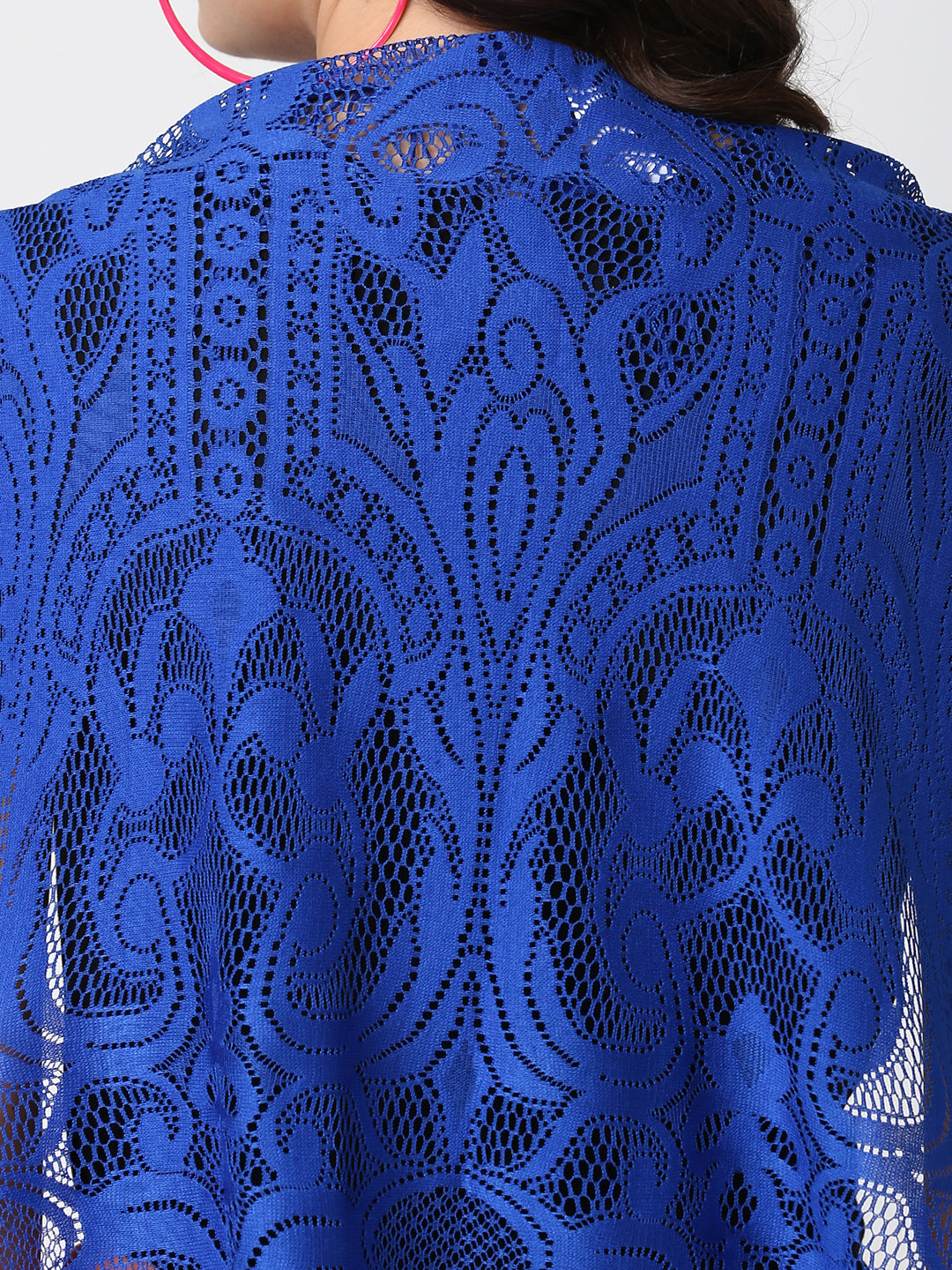 Women's Blue Long Lace Shrug