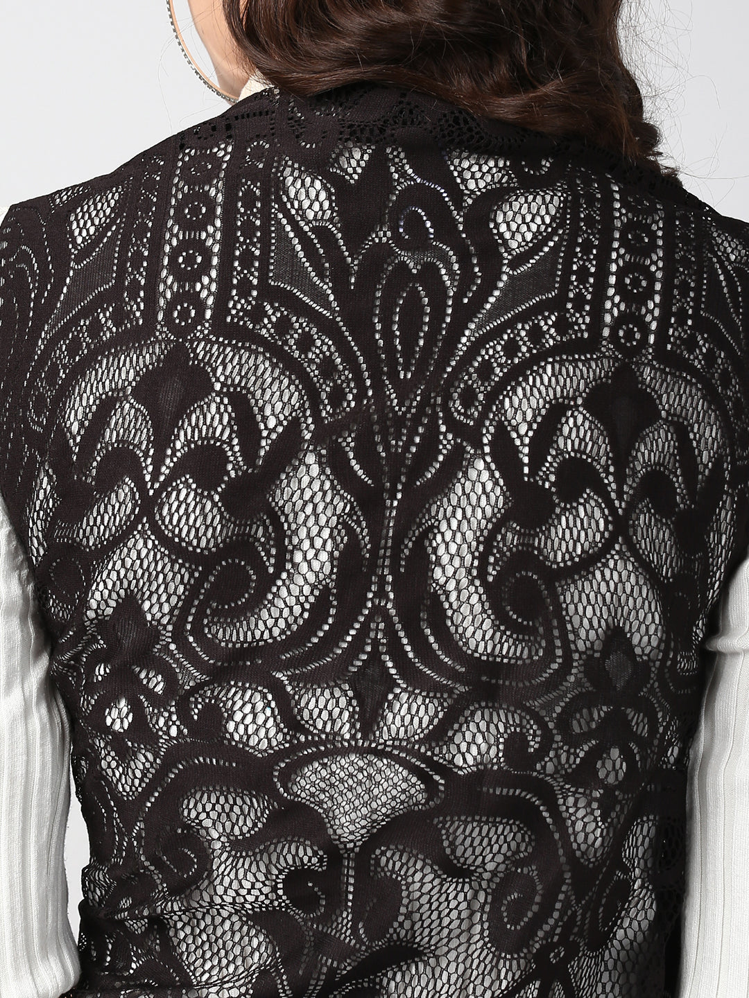 Women's Black Long Lace Shrug