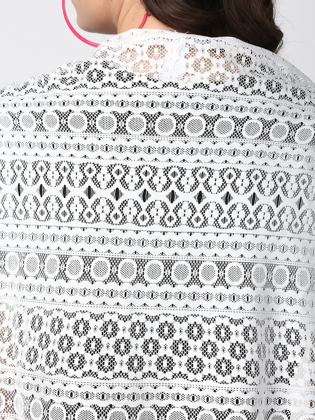 Women's White Long Lace Shrug