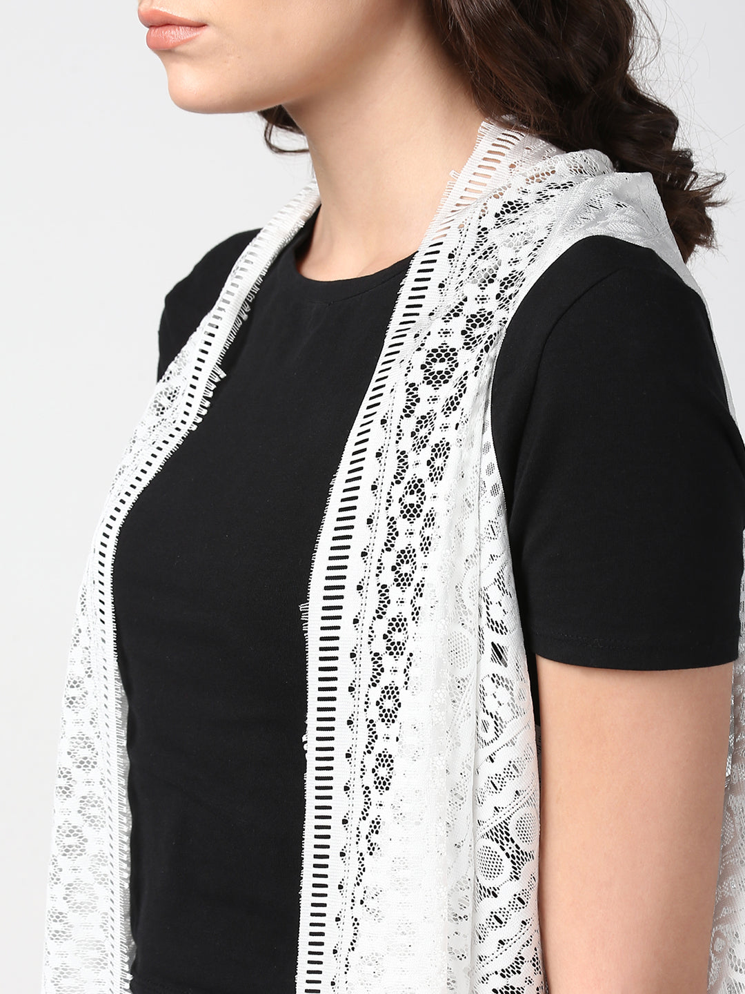 Women's White Long Lace Shrug