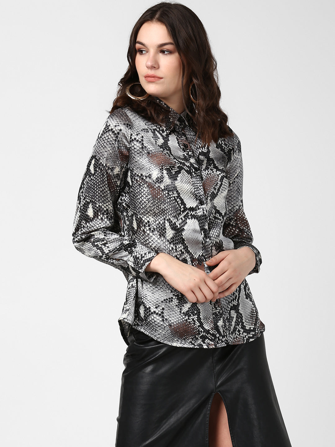 Women's Black and Grey Snake Skin Shirt