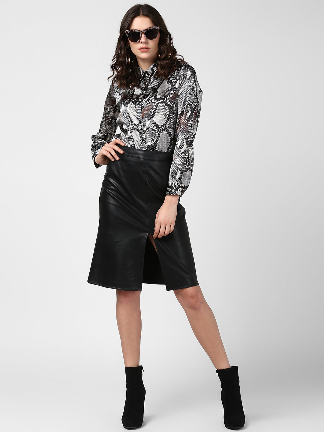 Women's Black and Grey Snake Skin Shirt