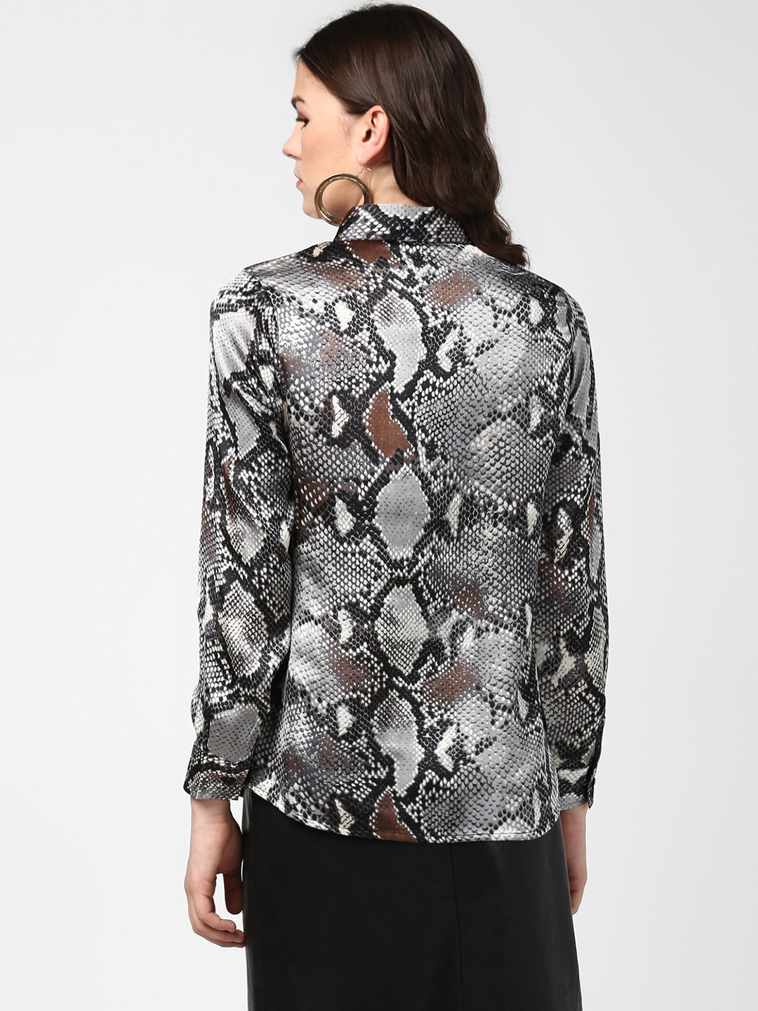 Women's Black and Grey Snake Skin Shirt