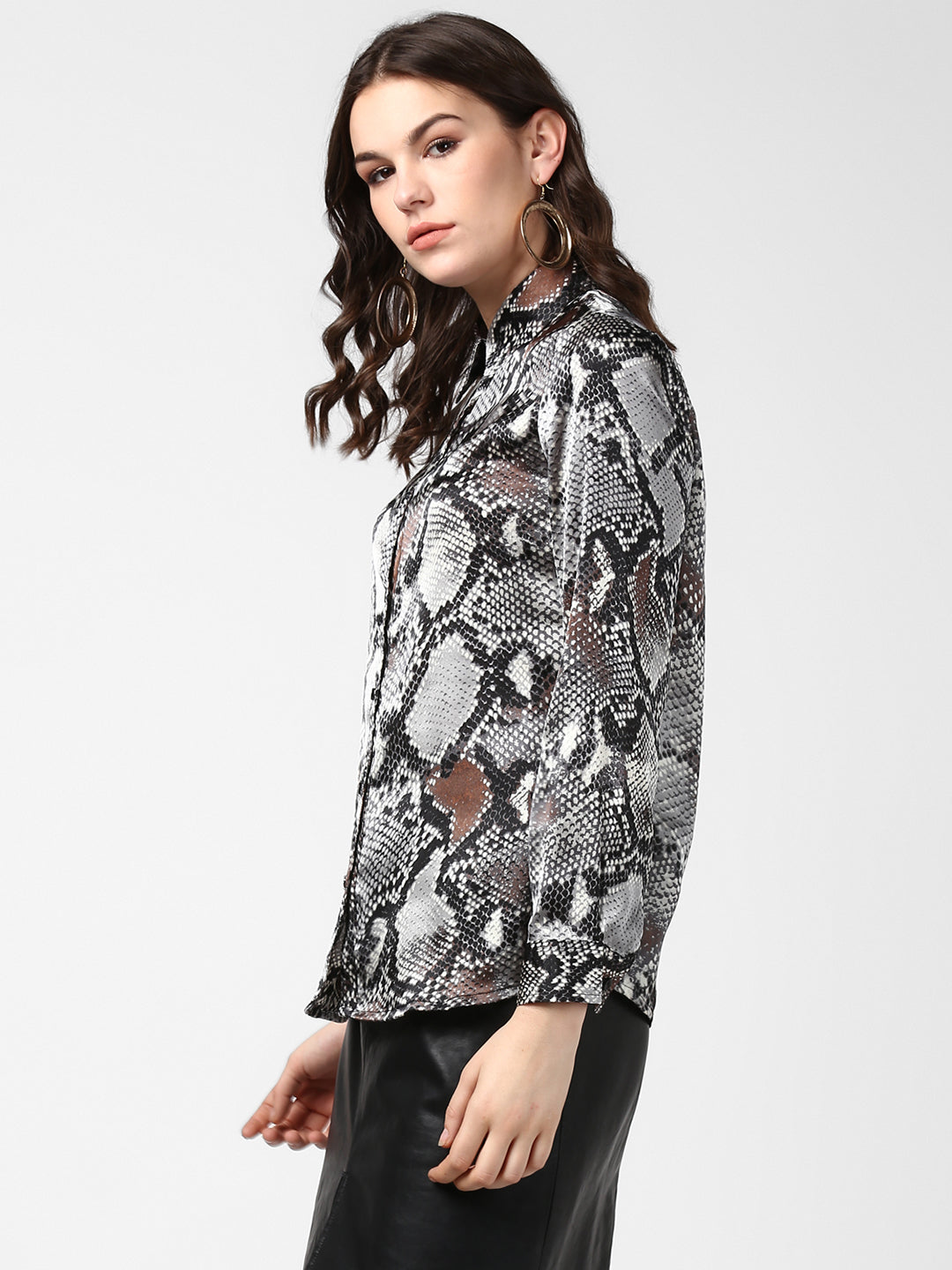 Women's Black and Grey Snake Skin Shirt