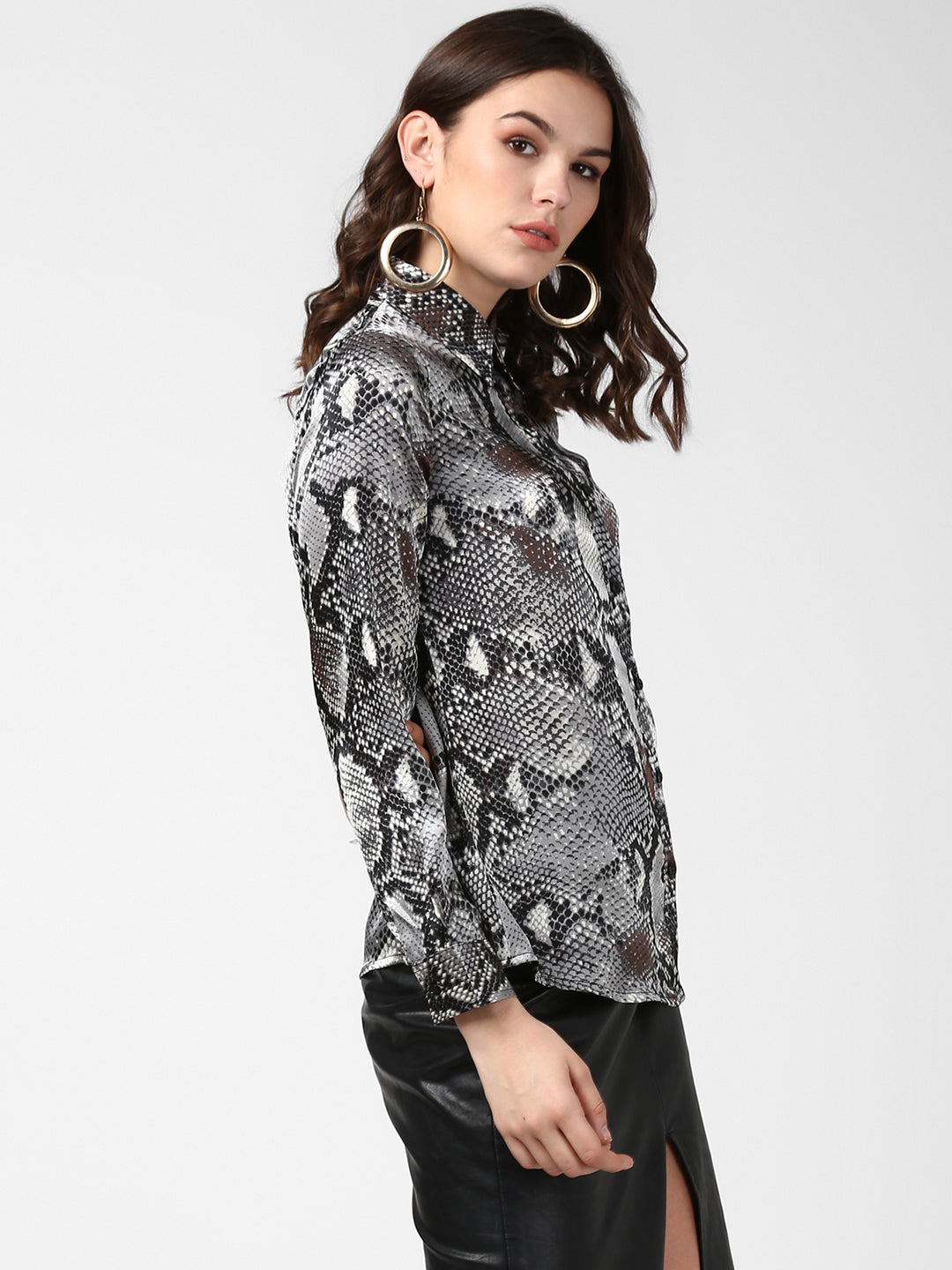 Women's Black and Grey Snake Skin Shirt