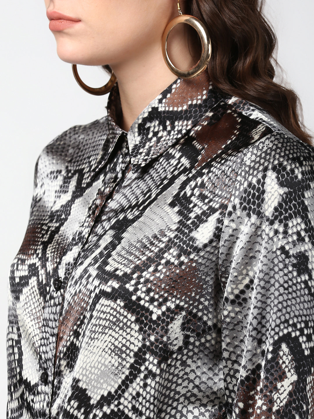 Women's Black and Grey Snake Skin Shirt