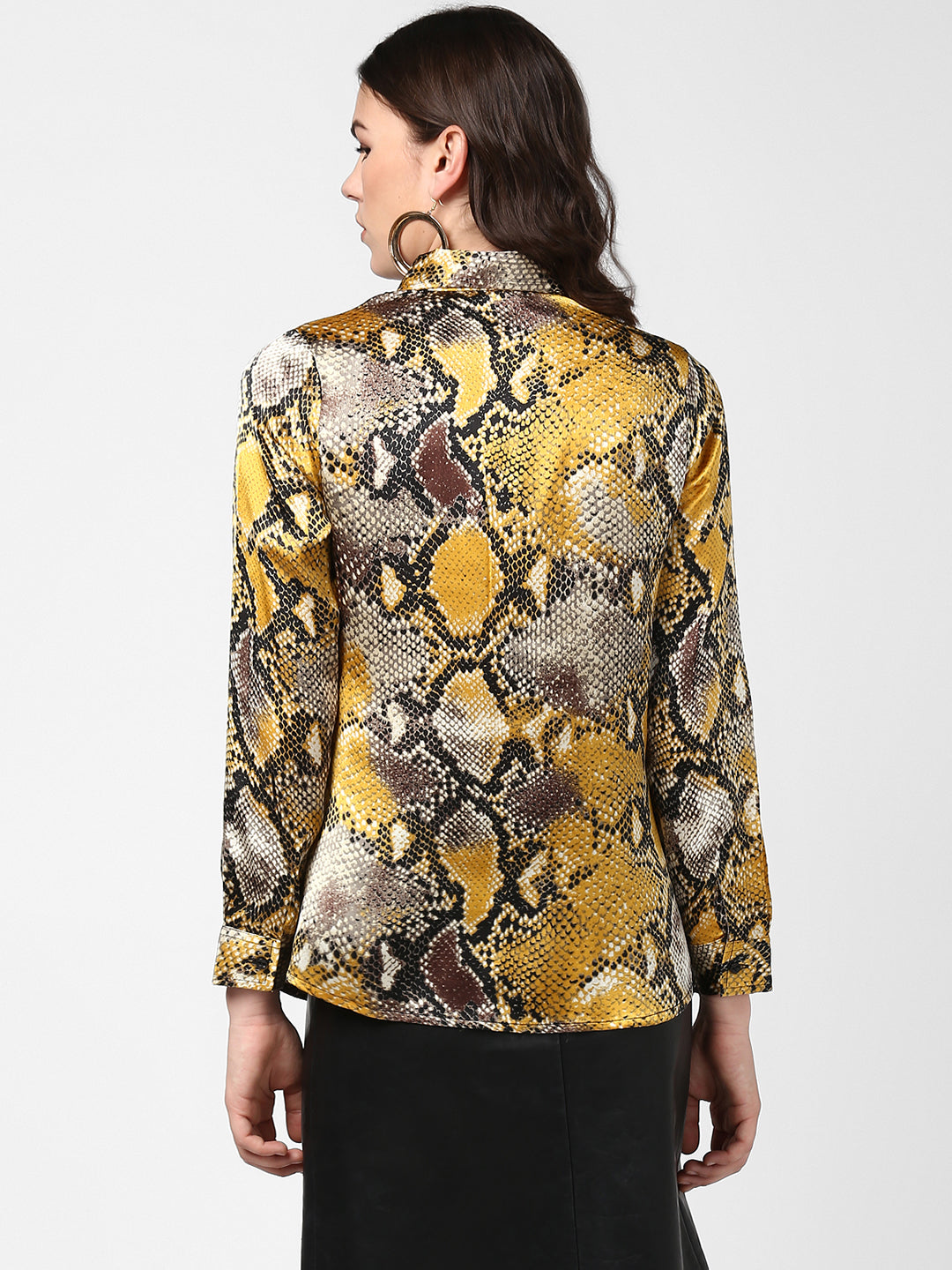 Women's Yellow and Grey Snake Skin Shirt