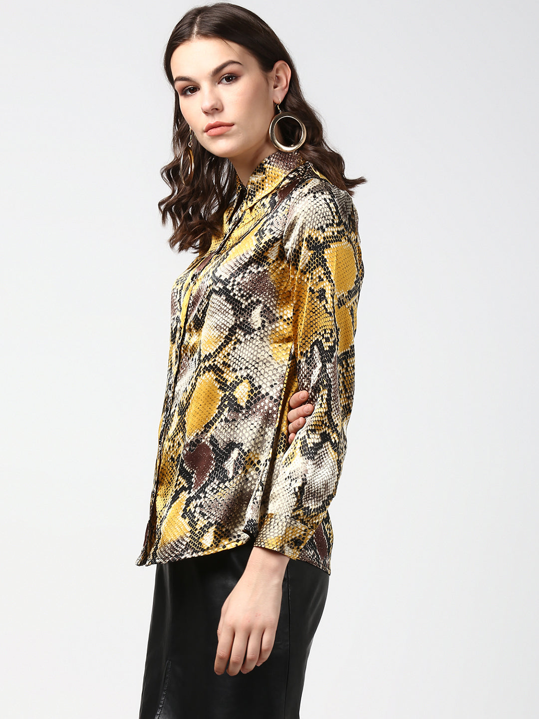 Women's Yellow and Grey Snake Skin Shirt