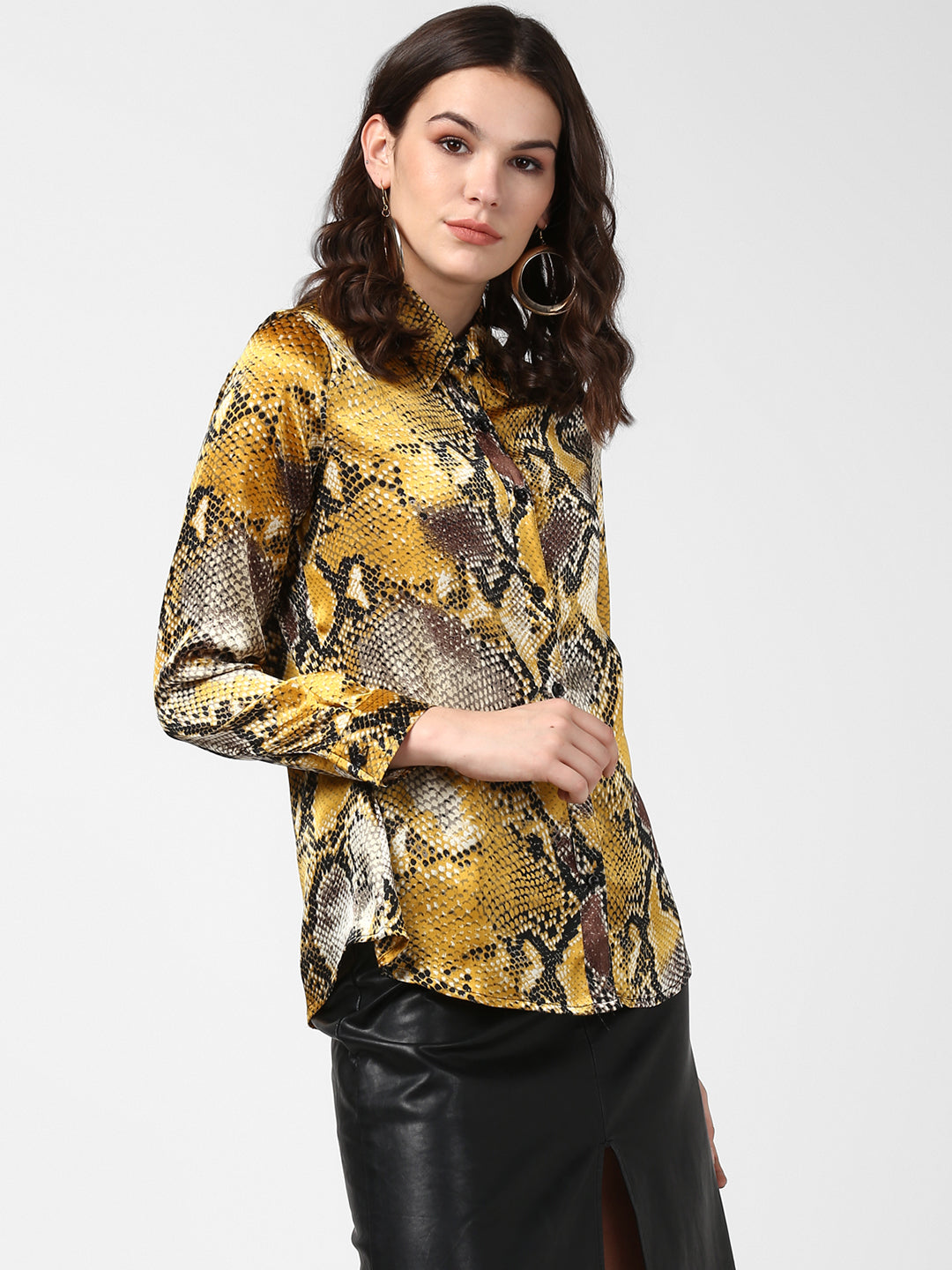 Women's Yellow and Grey Snake Skin Shirt