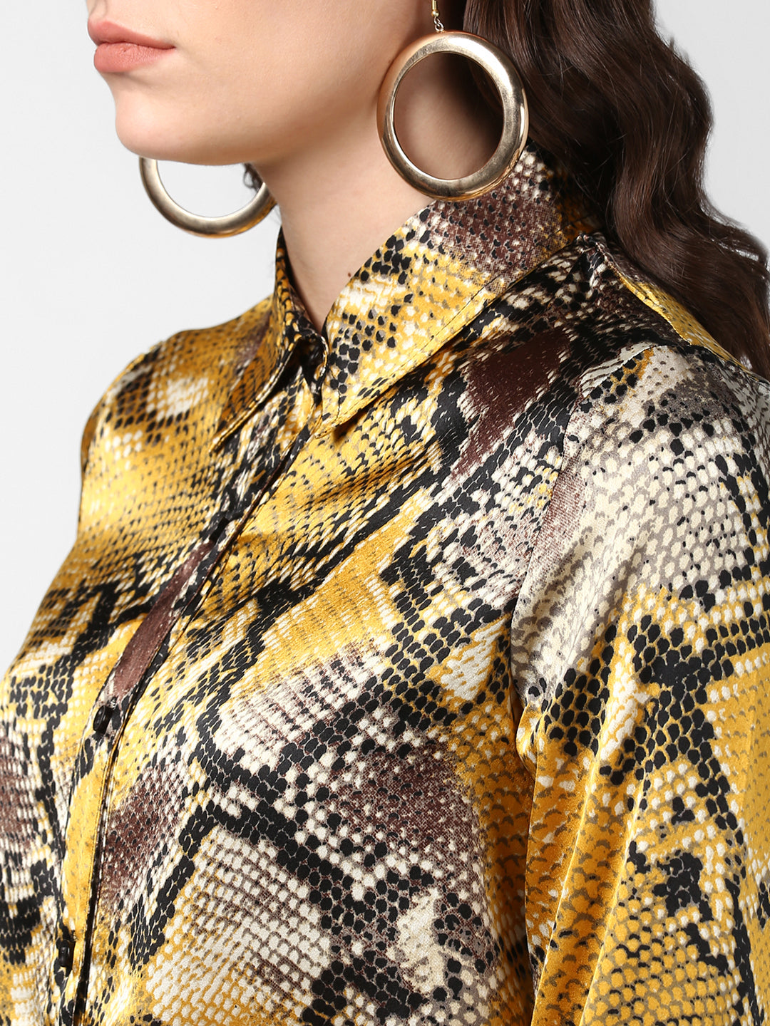 Women's Yellow and Grey Snake Skin Shirt