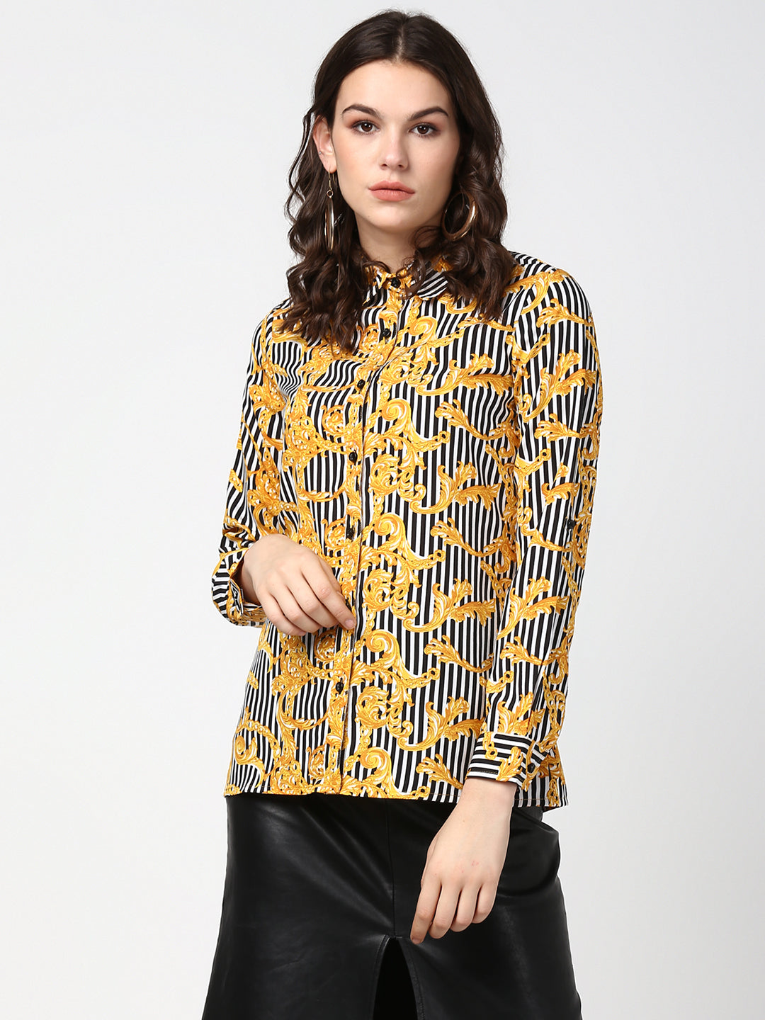 Women's Stripe and Print Shirt