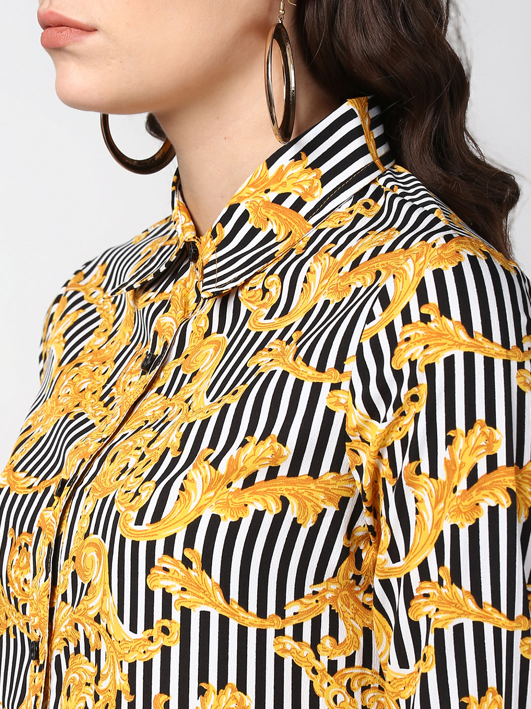 Women's Stripe and Print Shirt