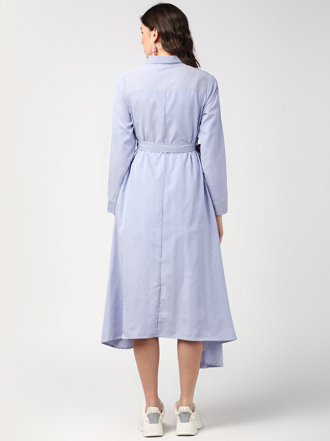 Women's Blue Stripe Hi Lo Top