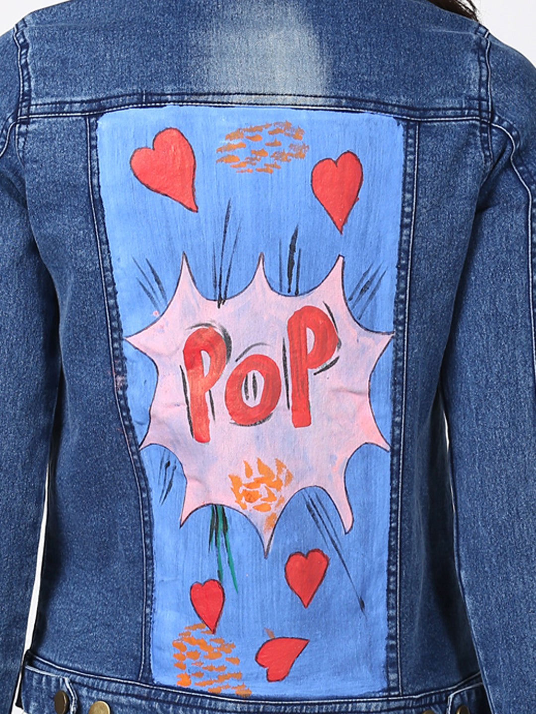 Women's Hand Painted Denim Jacket-Pop